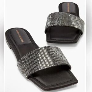 Good American Black Rhinestones Sandals Size 7